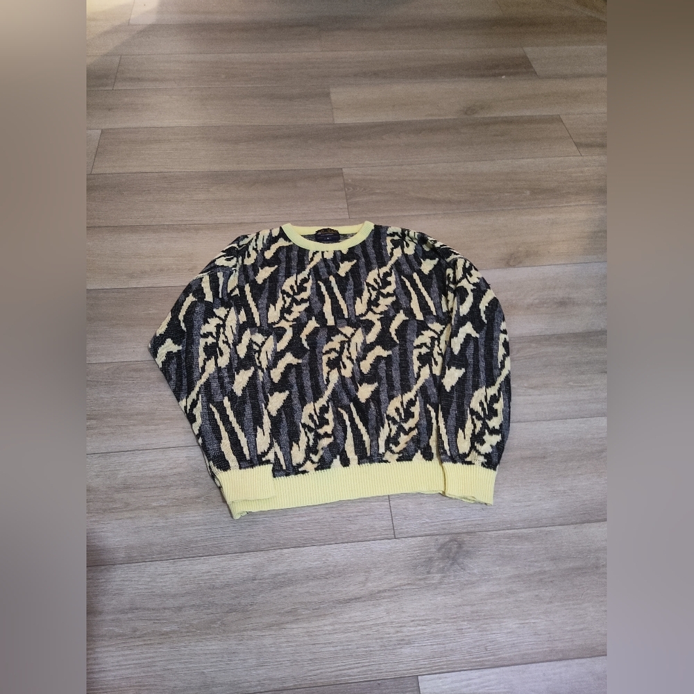 coogi style yellow camo sweater